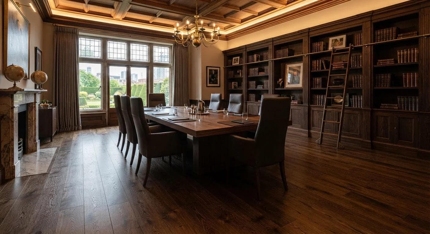 Wide Tasmanian Blackwood planks running the length of a Taroona family living room.